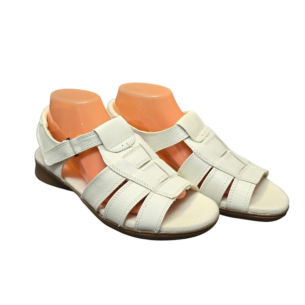 Dr Scholl's White Air Pillo Cushioned Insoles Leather Fisherman Sandals Comfort